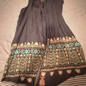 Johnny Was Embroidered Vest - Black with Gold and Turquoise Accents